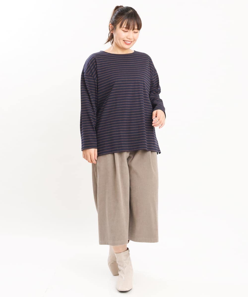 OLLKS07099 eur3(エウルキューブ) 【大きいサイズ】サンディングワイドパンツ モカ(84)