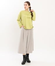 OLLKS07099 eur3(エウルキューブ) 【大きいサイズ】サンディングワイドパンツ ライトグレー(91)