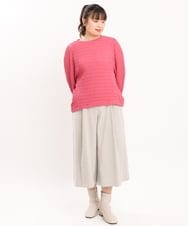 OLLKS07099 eur3(エウルキューブ) 【大きいサイズ】サンディングワイドパンツ ライトグレー(91)