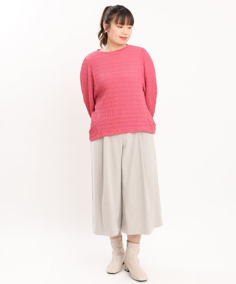 OLLKS07099 eur3(エウルキューブ) 【大きいサイズ】サンディングワイドパンツ ライトグレー(91)