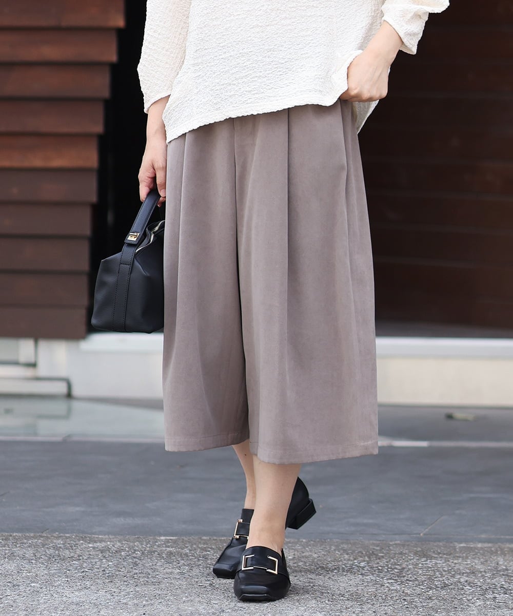OLLKS07099 eur3(エウルキューブ) 【大きいサイズ】サンディングワイドパンツ ダークグレー(93)