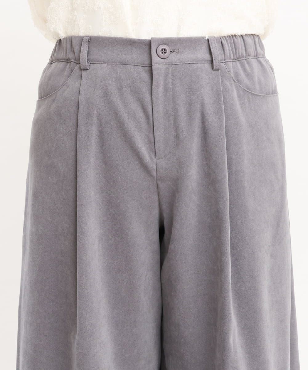 OLLKS07099 eur3(エウルキューブ) 【大きいサイズ】サンディングワイドパンツ ダークグレー(93)