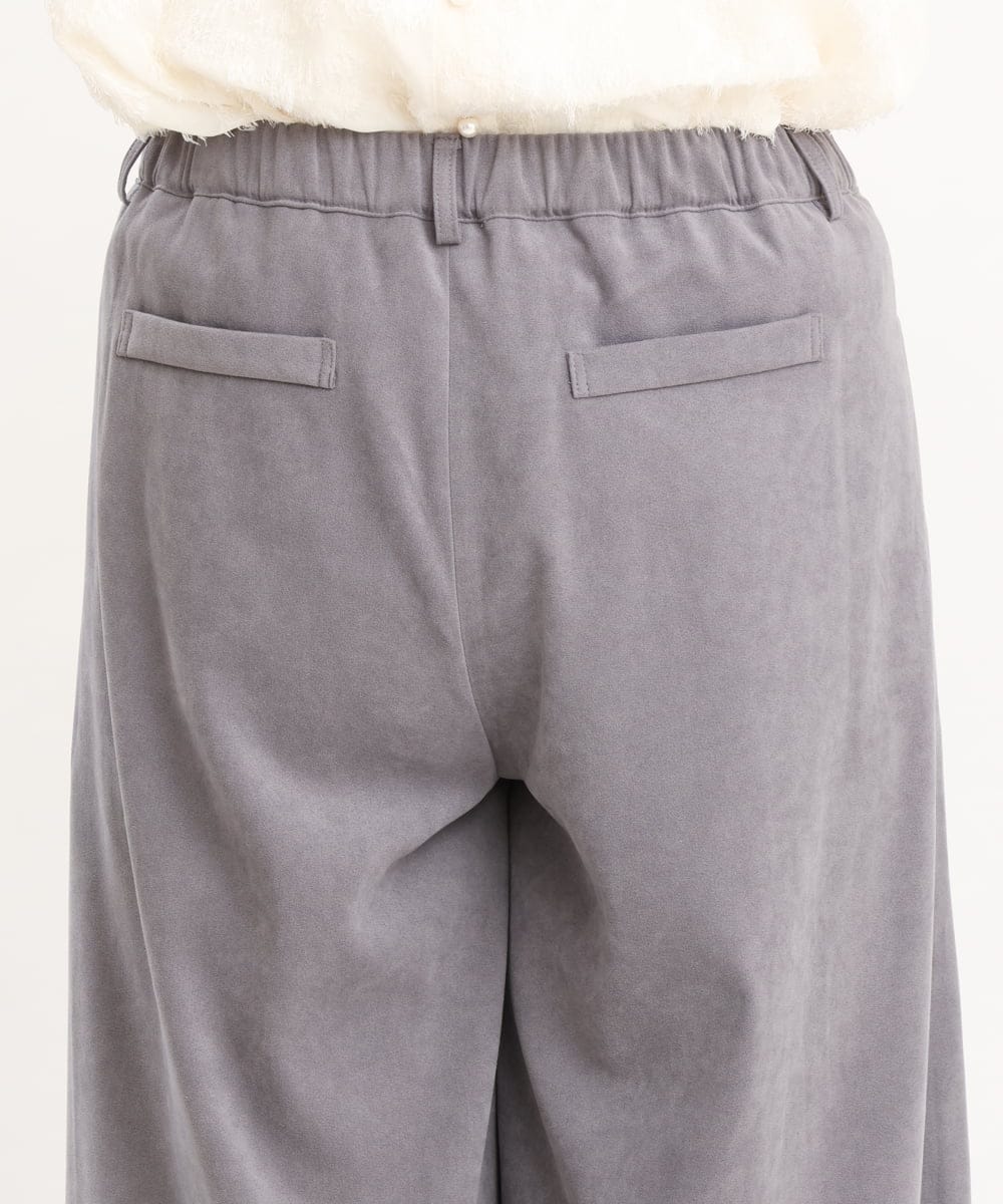 OLLKS07099 eur3(エウルキューブ) 【大きいサイズ】サンディングワイドパンツ ダークグレー(93)