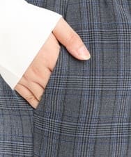 OLLKS14119 eur3(エウルキューブ) 【大きいサイズ】センタープレスチェック柄パンツ ブルー(55)