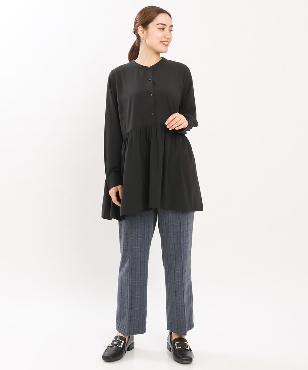OLLKS14119 eur3(エウルキューブ) 【大きいサイズ】センタープレスチェック柄パンツ ブルー(55)