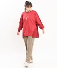 OLLKS14119 eur3(エウルキューブ) 【大きいサイズ】センタープレスチェック柄パンツ ブラウン(87)