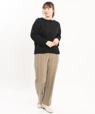 OLLKS14119 eur3(エウルキューブ) 【大きいサイズ】センタープレスチェック柄パンツ ブラウン(87)