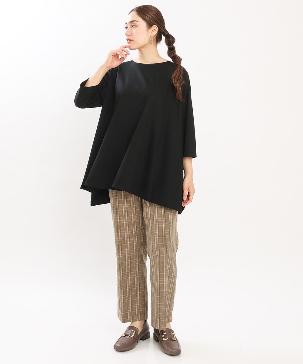 OLLKS14119 eur3(エウルキューブ) 【大きいサイズ】センタープレスチェック柄パンツ ブラウン(87)