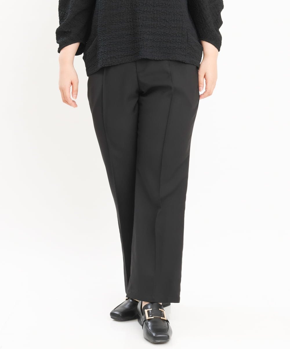 OLLKS14119 eur3(エウルキューブ) 【大きいサイズ】センタープレスチェック柄パンツ ブラック(94)