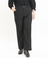 OLLKS14119 eur3(エウルキューブ) 【大きいサイズ】センタープレスチェック柄パンツ ブラック(94)