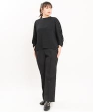 OLLKS14119 eur3(エウルキューブ) 【大きいサイズ】センタープレスチェック柄パンツ ブラック(94)