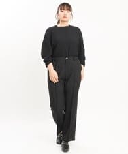 OLLKS14119 eur3(エウルキューブ) 【大きいサイズ】センタープレスチェック柄パンツ ブラック(94)