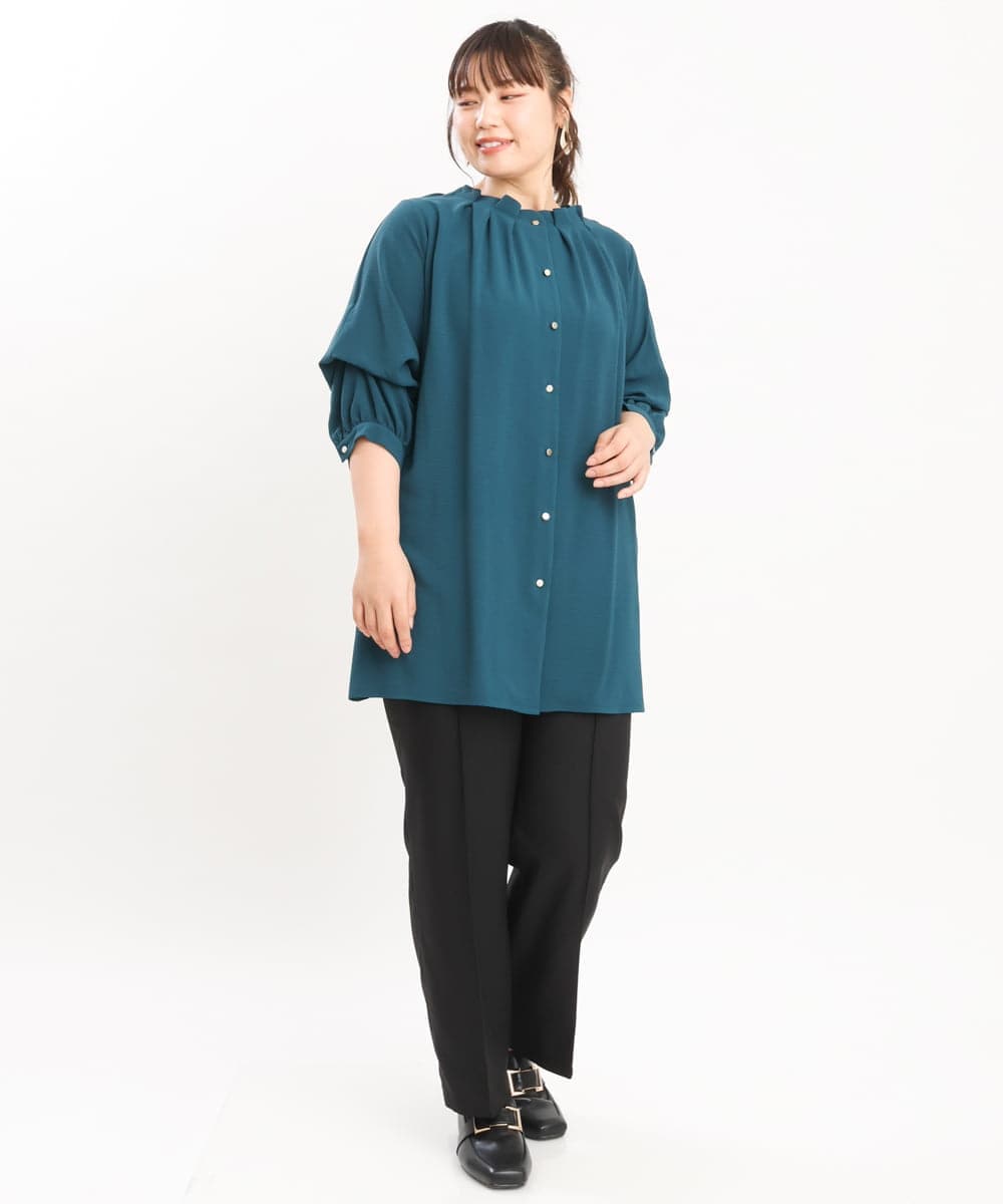 OLLKS14119 eur3(エウルキューブ) 【大きいサイズ】センタープレスチェック柄パンツ ブラック(94)