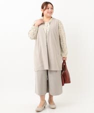 OLLKV20099 eur3(エウルキューブ) 【大きいサイズ】バックサテンピーチワイドパンツ グレージュ(89)