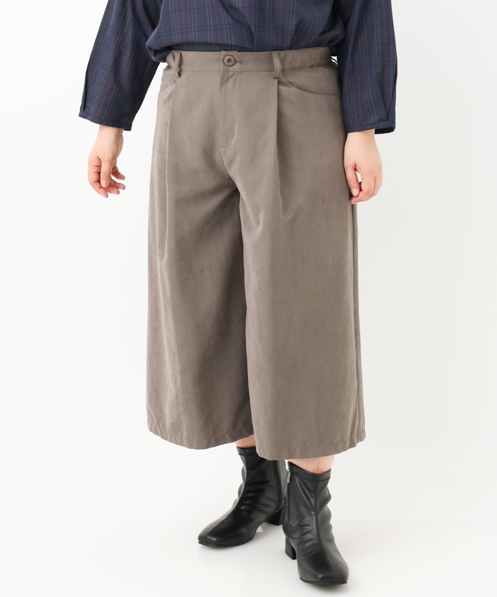 OLLKV20099 eur3(エウルキューブ) 【大きいサイズ】バックサテンピーチワイドパンツ ダークグレー(93)