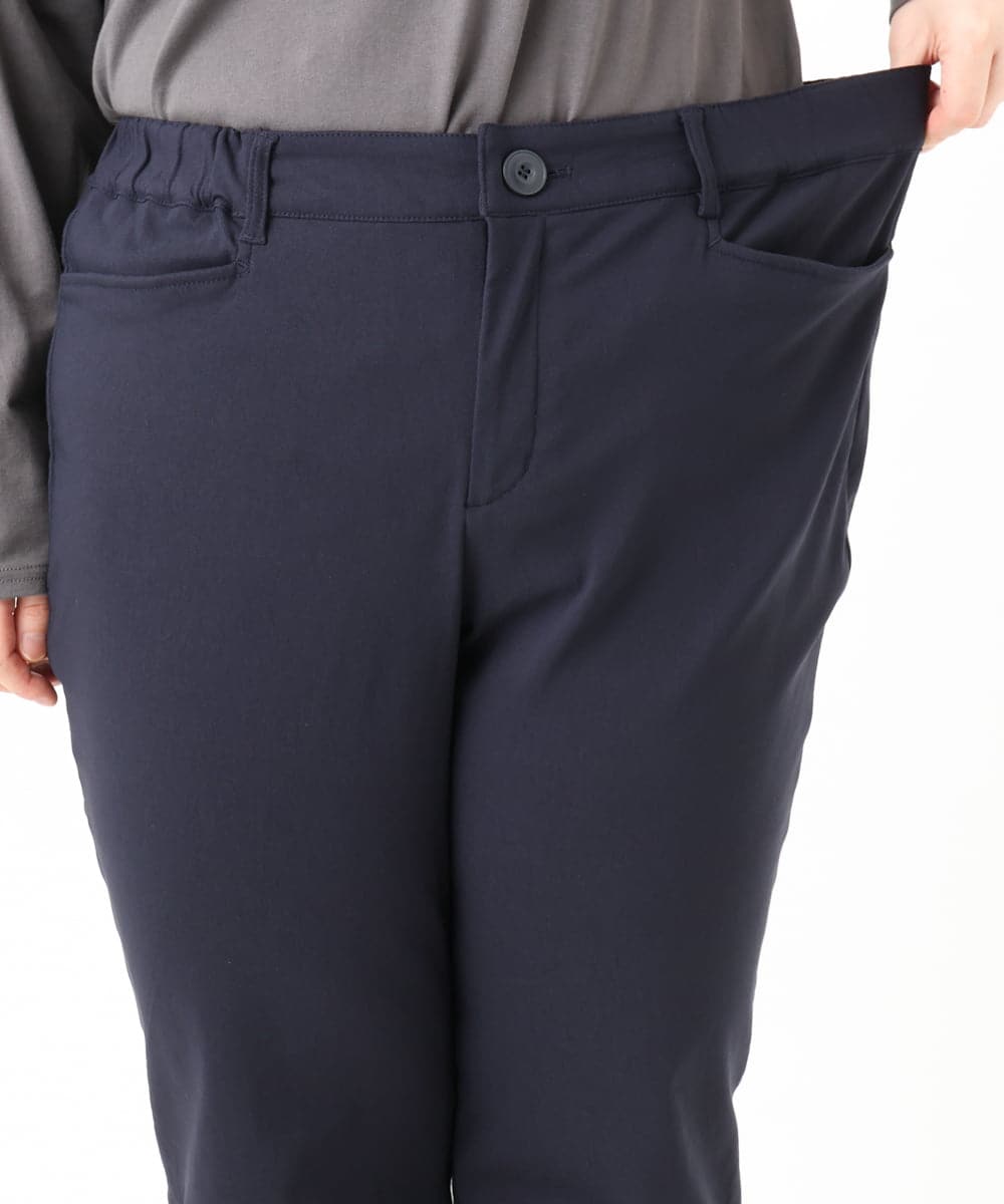 OLLLA17089 eur3(エウルキューブ) 【大きいサイズ】さらさらストレッチ裏起毛ストレートパンツ ネイビー(57)