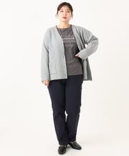 OLLLA17089 eur3(エウルキューブ) 【大きいサイズ】さらさらストレッチ裏起毛ストレートパンツ ネイビー(57)