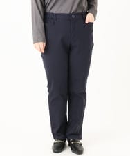 OLLLA17089 eur3(エウルキューブ) 【大きいサイズ】さらさらストレッチ裏起毛ストレートパンツ ネイビー(57)