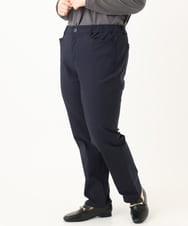 OLLLA17089 eur3(エウルキューブ) 【大きいサイズ】さらさらストレッチ裏起毛ストレートパンツ ネイビー(57)