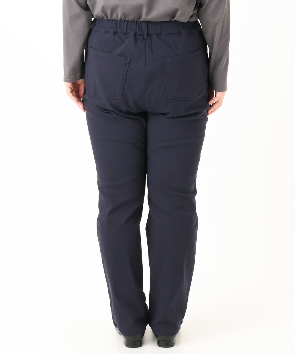 OLLLA17089 eur3(エウルキューブ) 【大きいサイズ】さらさらストレッチ裏起毛ストレートパンツ ネイビー(57)