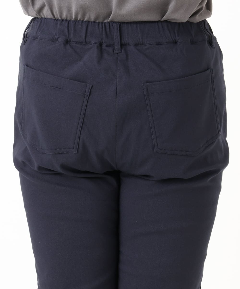 OLLLA17089 eur3(エウルキューブ) 【大きいサイズ】さらさらストレッチ裏起毛ストレートパンツ ネイビー(57)