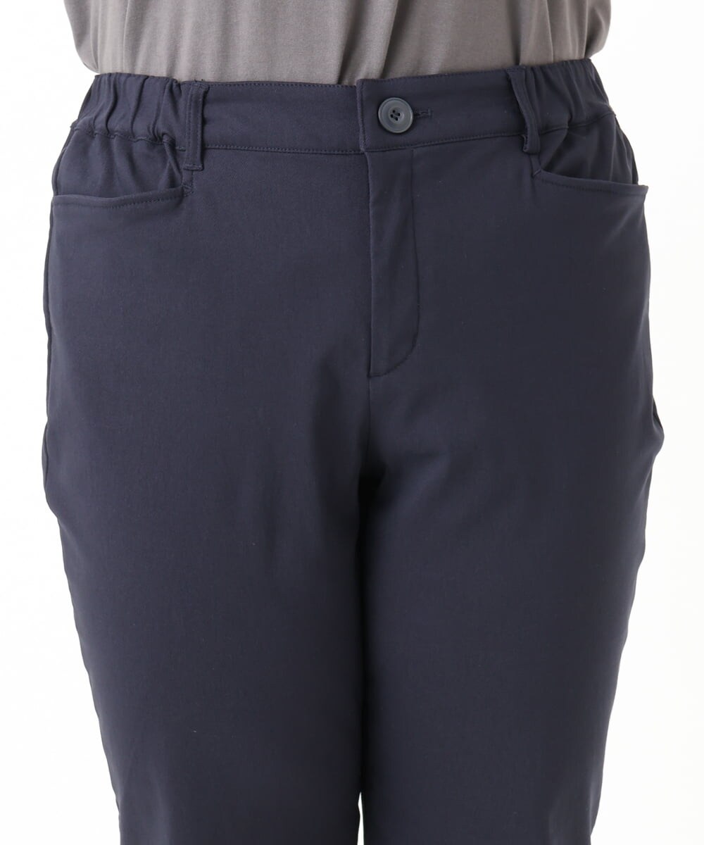 OLLLA17089 eur3(エウルキューブ) 【大きいサイズ】さらさらストレッチ裏起毛ストレートパンツ ネイビー(57)