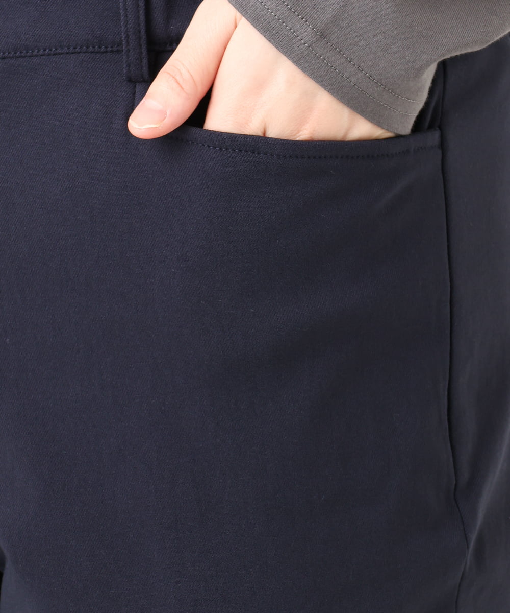 OLLLA17089 eur3(エウルキューブ) 【大きいサイズ】さらさらストレッチ裏起毛ストレートパンツ ネイビー(57)