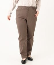 OLLLA17089 eur3(エウルキューブ) 【大きいサイズ】さらさらストレッチ裏起毛ストレートパンツ モカ(84)
