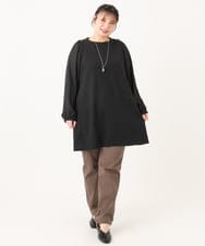 OLLLA17089 eur3(エウルキューブ) 【大きいサイズ】さらさらストレッチ裏起毛ストレートパンツ モカ(84)