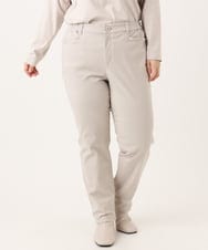 OLLLA17089 eur3(エウルキューブ) 【大きいサイズ】さらさらストレッチ裏起毛ストレートパンツ グレージュ(89)