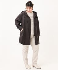 OLLLA17089 eur3(エウルキューブ) 【大きいサイズ】さらさらストレッチ裏起毛ストレートパンツ グレージュ(89)
