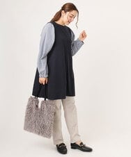 OLLLA17089 eur3(エウルキューブ) 【大きいサイズ】さらさらストレッチ裏起毛ストレートパンツ グレージュ(89)