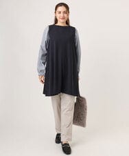 OLLLA17089 eur3(エウルキューブ) 【大きいサイズ】さらさらストレッチ裏起毛ストレートパンツ グレージュ(89)