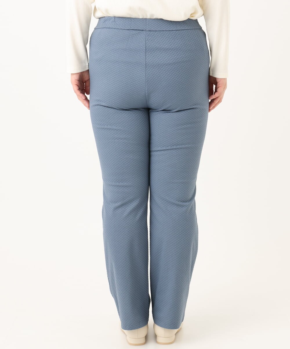 OLLLA18099 eur3(エウルキューブ) 【大きいサイズ】ジャカードスリムストレートパンツ ブルー(55)