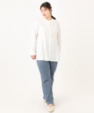 OLLLA18099 eur3(エウルキューブ) 【大きいサイズ】ジャカードスリムストレートパンツ ブルー(55)