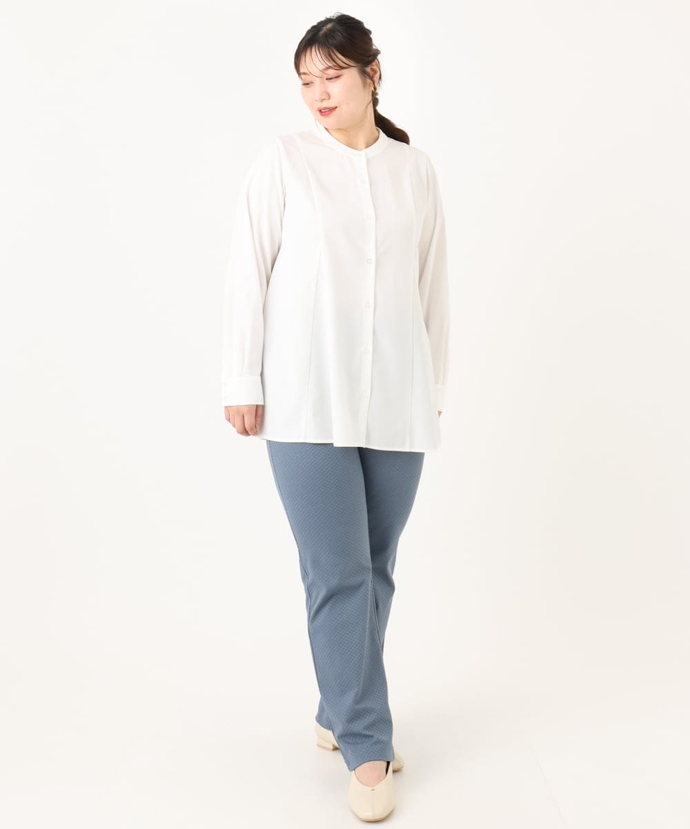 OLLLA18099 eur3(エウルキューブ) 【大きいサイズ】ジャカードスリムストレートパンツ ブルー(55)