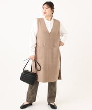 OLLLA18099 eur3(エウルキューブ) 【大きいサイズ】ジャカードスリムストレートパンツ ブラウン(87)