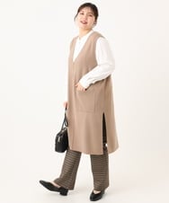 OLLLA18099 eur3(エウルキューブ) 【大きいサイズ】ジャカードスリムストレートパンツ ブラウン(87)