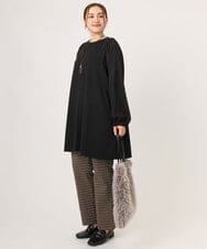 OLLLA18099 eur3(エウルキューブ) 【大きいサイズ】ジャカードスリムストレートパンツ ブラウン(87)