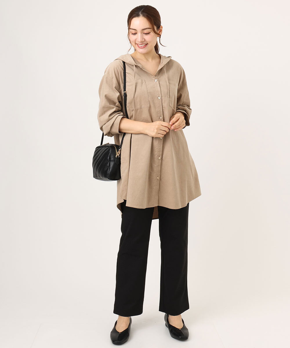 OLLLA18099 eur3(エウルキューブ) 【大きいサイズ】ジャカードスリムストレートパンツ ブラック(94)