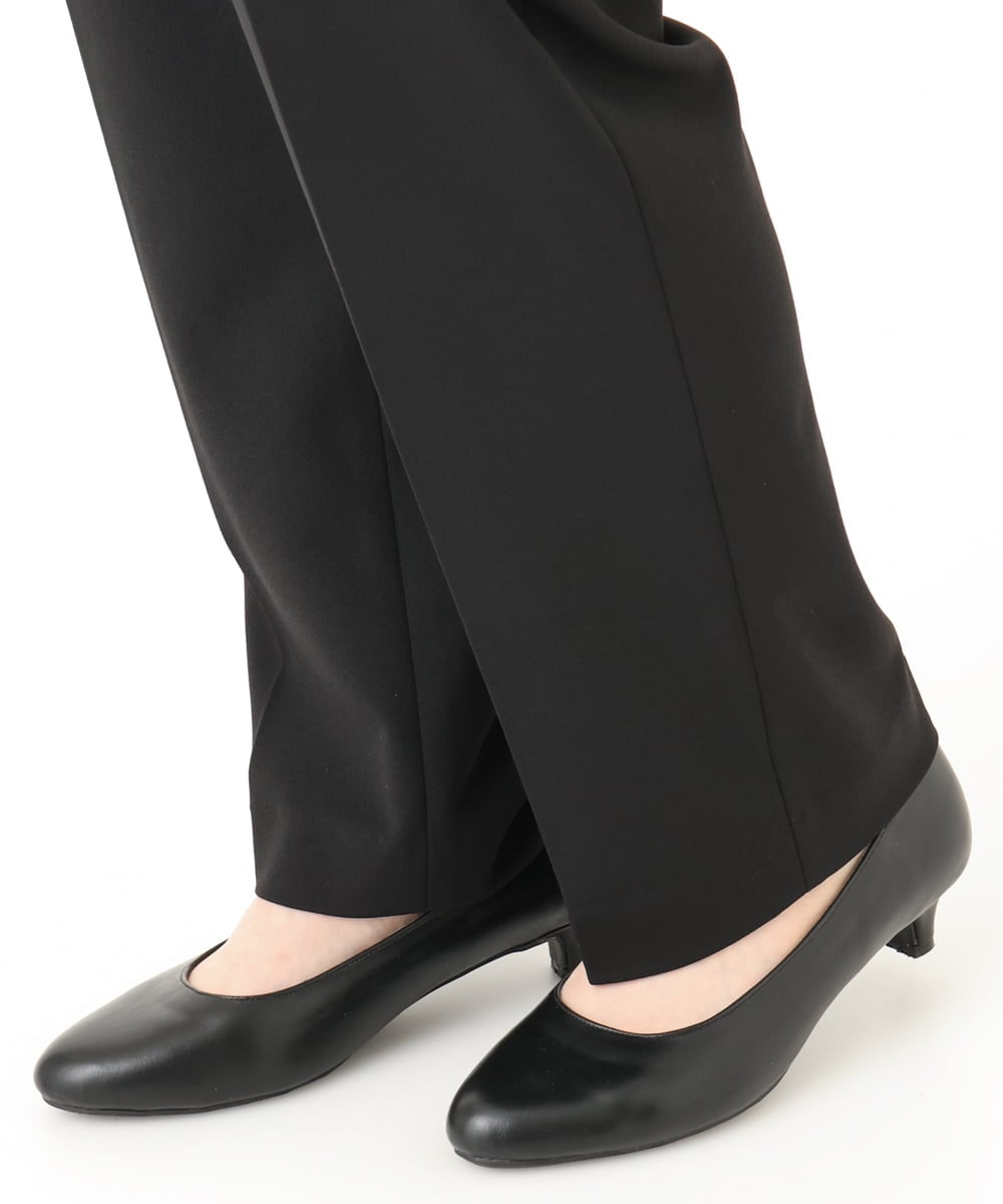 OLLLA19139 eur3(エウルキューブ) 【大きいサイズ/11号サイズあり】カットジョーゼットテーパードパンツ ブラック(94)