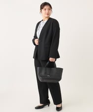 OLLLA19139 eur3(エウルキューブ) 【大きいサイズ/11号サイズあり】カットジョーゼットテーパードパンツ ブラック(94)
