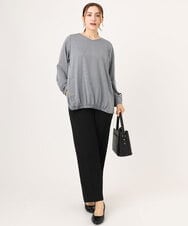 OLLLA19139 eur3(エウルキューブ) 【大きいサイズ/11号サイズあり】カットジョーゼットテーパードパンツ ブラック(94)