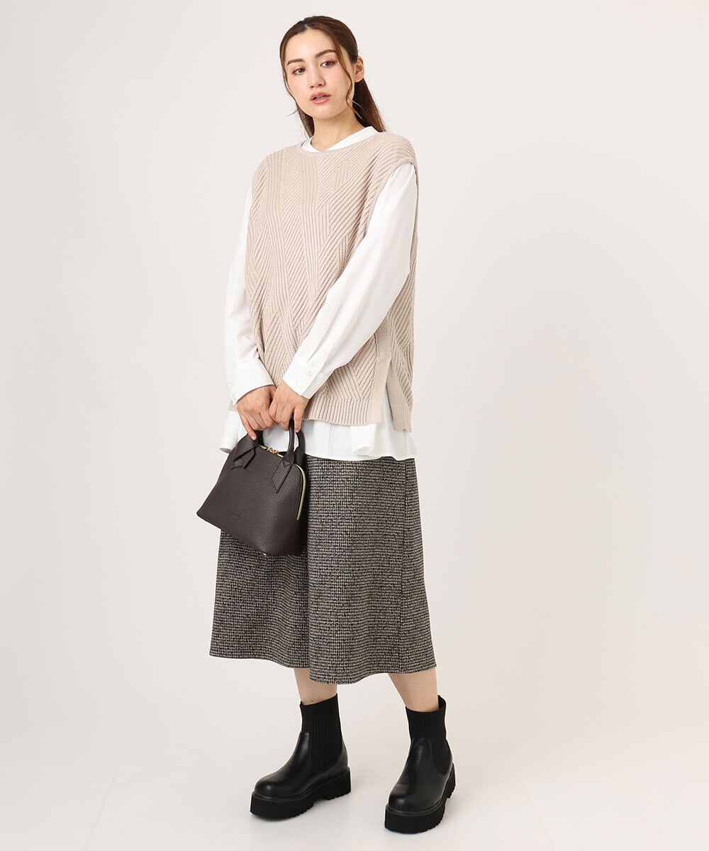 OLLLA20099 eur3(エウルキューブ) 【大きいサイズ】キュロットパンツ ダークブラウン(87)