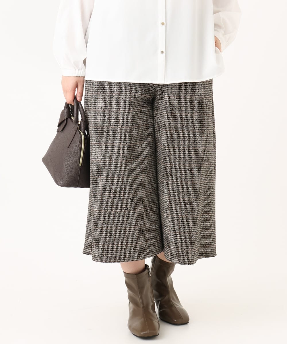 OLLLA20099 eur3(エウルキューブ) 【大きいサイズ】キュロットパンツ ダークブラウン(87)