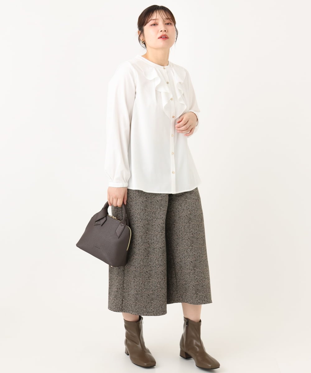 OLLLA20099 eur3(エウルキューブ) 【大きいサイズ】キュロットパンツ ダークブラウン(87)