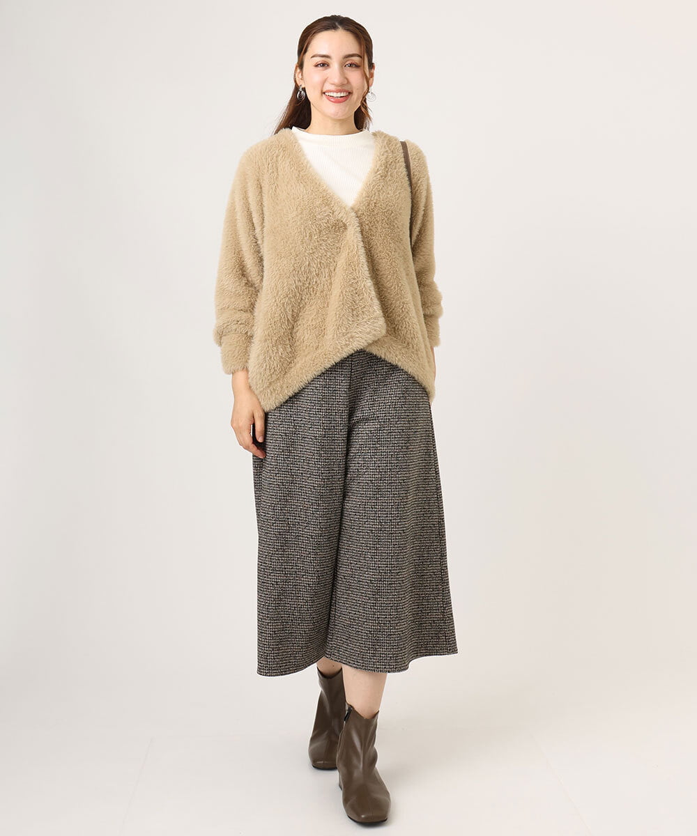 OLLLA20099 eur3(エウルキューブ) 【大きいサイズ】キュロットパンツ ダークブラウン(87)