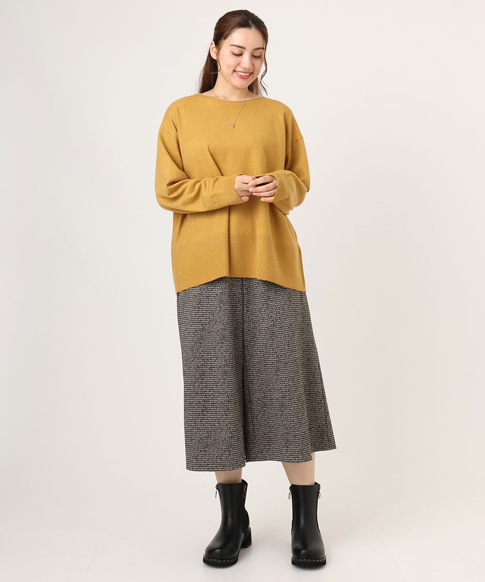 OLLLA20099 eur3(エウルキューブ) 【大きいサイズ】キュロットパンツ ダークブラウン(87)