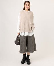 OLLLA20099 eur3(エウルキューブ) 【大きいサイズ】キュロットパンツ ダークブラウン(87)