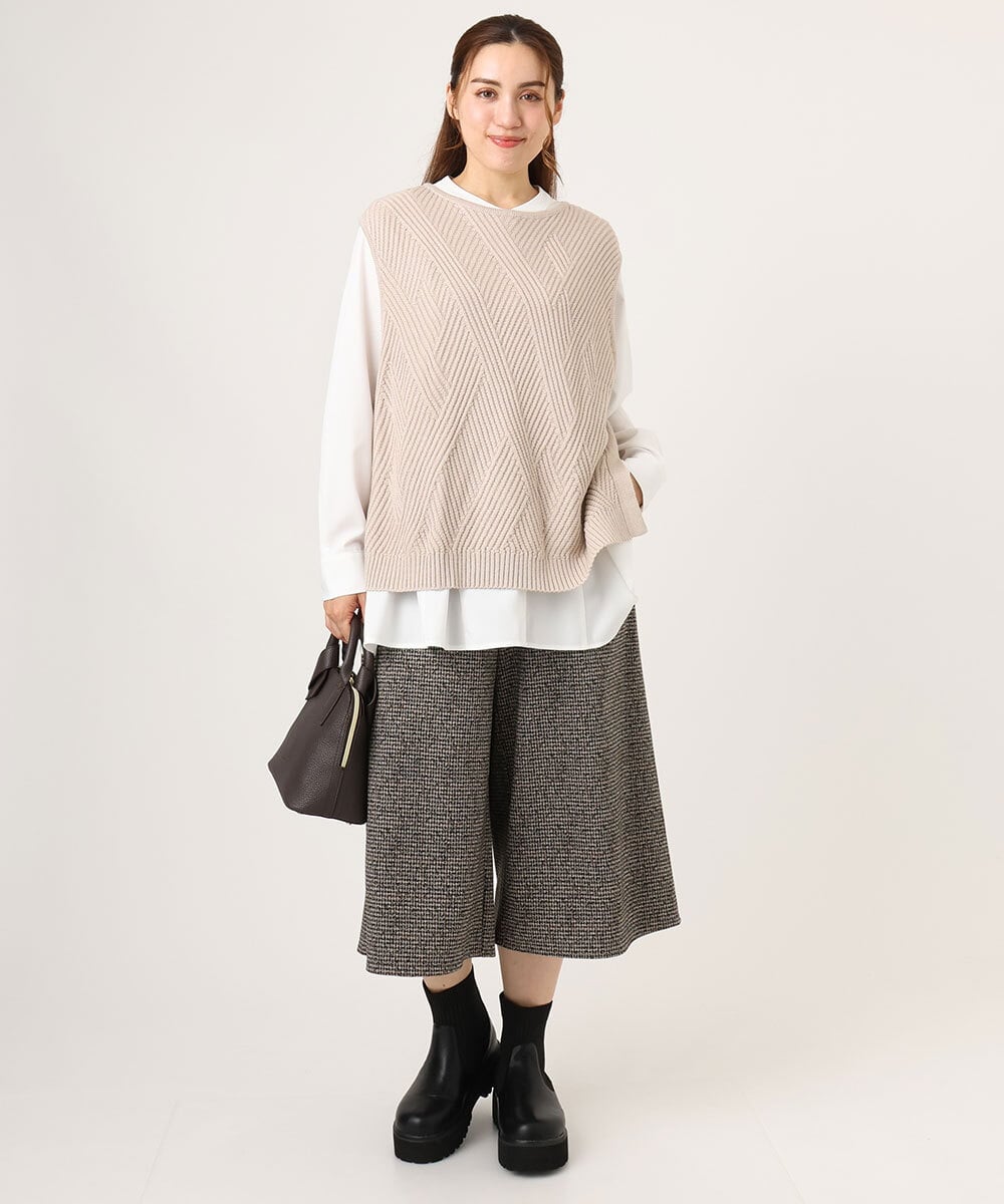 OLLLA20099 eur3(エウルキューブ) 【大きいサイズ】キュロットパンツ ダークブラウン(87)